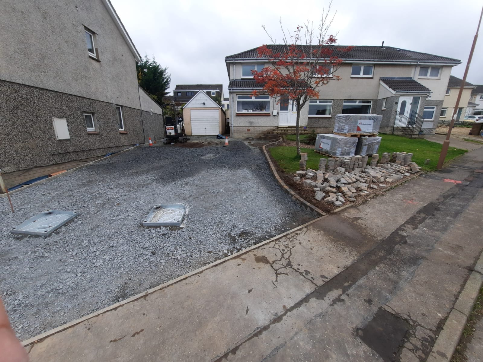 During groundworks and drain cover preparation near Baberton, Edinburgh EH14
